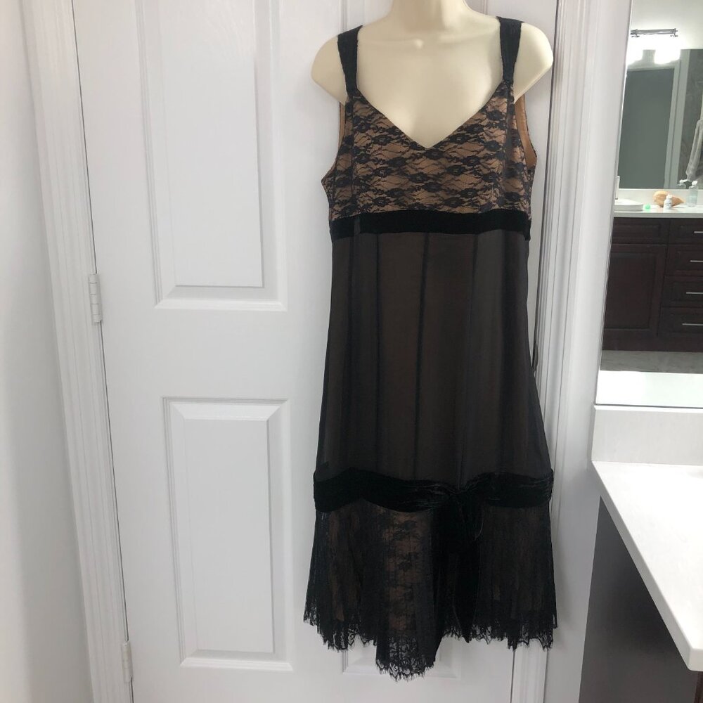 SPENSER JEREMY Vintage NWT Black Lace Velvet Lined Cocktail Party DRESS Size 12
